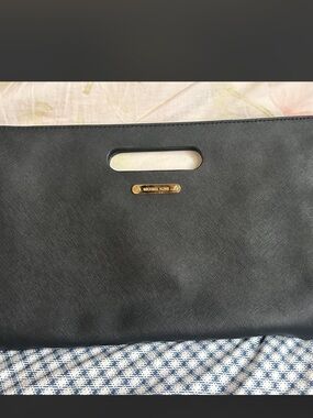 Michael Kors Black Saffiano Leather Cutout Handle Clutch